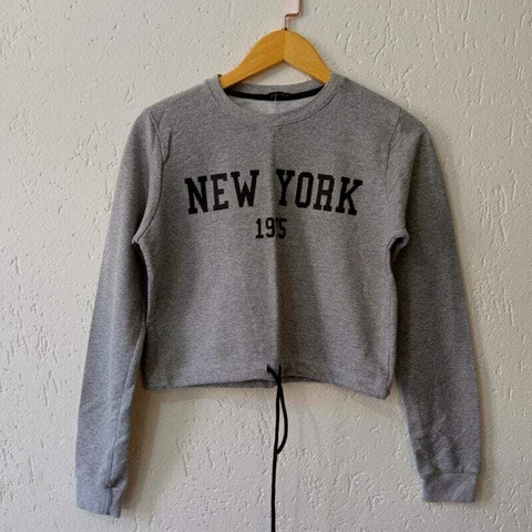 Blusa moletom cropped cinza tam P