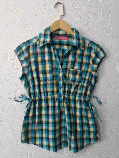 Camisa verde xadrez tam 38 Clock House