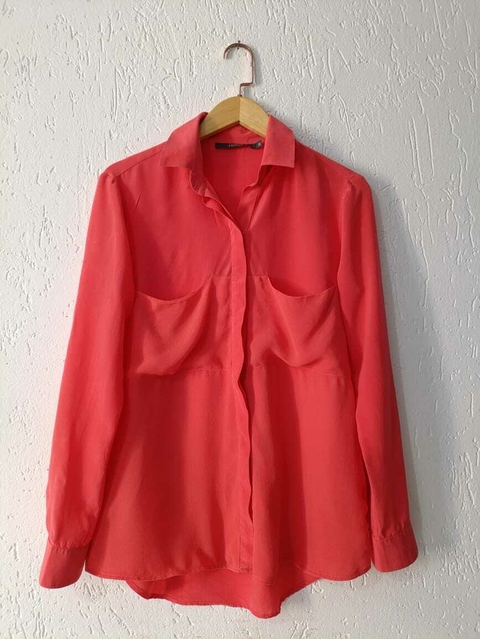 Camisa 100% seda tam 38 coral Animale