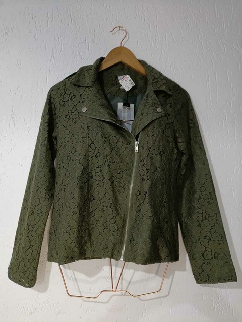 jaqueta biker rendada tam 38 casual verde - Marisa