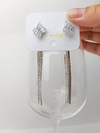 BRINCO TOPO DE STRASS COM TARRAXA DE FRANJA E STRASS prateado
