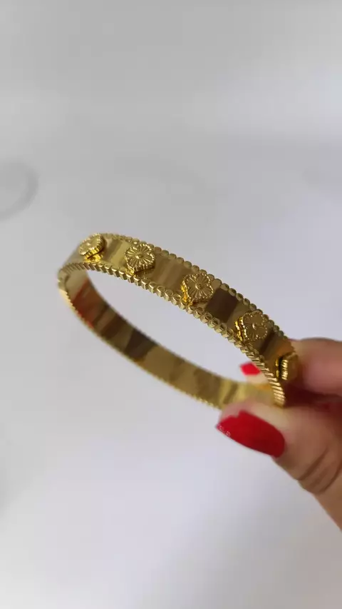 BRACELETE MINI TREVOS INSPIRAÇÃO VAN CLEEF AÇO INOXIDÁVEL dourado