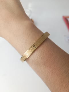 BRACELETE ORAÇÃO DO PAI NOSSO AÇO INOXIDÁVEL dourado - comprar online
