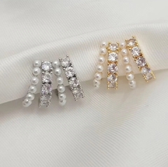 PIERCING FAKE QUÁDRUPLO COM ZIRCÔNIAS E PÉROLAS MINI prateado - France Acessórios