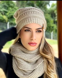 Conjunto de Touca e Gola em lã Areia - comprar online