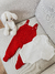 Jardineira Tricô e Body Tule - Vermelho - comprar online