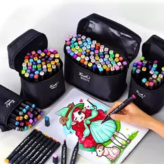 Conjunto De Canetas Marcador Permanente Ponta Dupla 48 Cores - comprar online