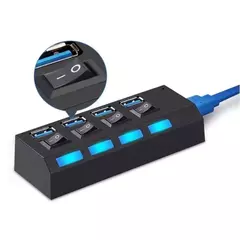 Hub USB com 4 Entradas USB 2.0 de Alta Velocidade com Botão Liga/Desliga