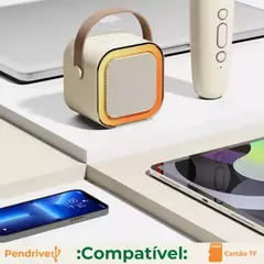 Imagem do Kit Caixa De Som com microfone Portátil Blueetoth Karaokê Led S/ Fio alto-falante Colorido RGB