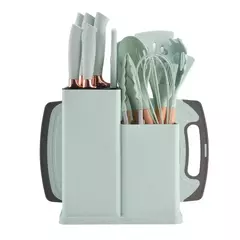 Jogo de Cozinha Kit C 19/12 Pçs de Silicone Utensílios e Copo Suporte para Cozinha Cabo de Madeira Su - comprar online