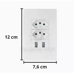 Tomada para Parede Universal com Entrada USB Com 2 Tomada Energia 10A e Módulo Carregador USB de Celular - Sua loja on-line Onlinemystore.com.br 