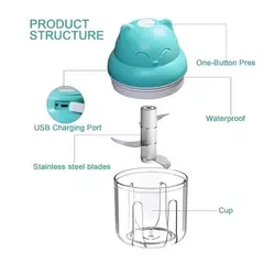 Mini liquidificador elétrico de frutas e legumes Portátil USB 250 ml Bivolt de Gatinho - sustore - loja online