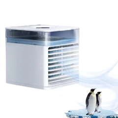 Mini Ar Condicionado Portatil Air Cooler Umidificador Climatizador Luz Led Original Usb Portatil