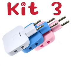 ￼Kit 3 Adaptador de tomada articulada dobrável jorge