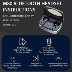 Fone De Ouvido e Carregador de Celular Portátil Bluetooth Sem Fio 5.3 Fone Estéreo - comprar online