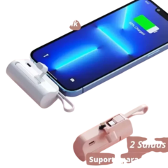 Carregador Mini Power Bank 5000mAh Bateria Auxiliar Sem Fio 2em1 Portátil para iPhone e Tipo-C - comprar online