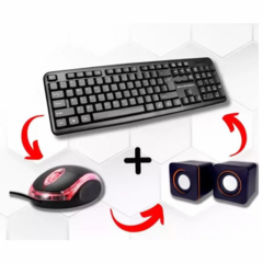 Teclado Mouse Caixa de Som Para Computador Notbook Com Cabo Usb - comprar online