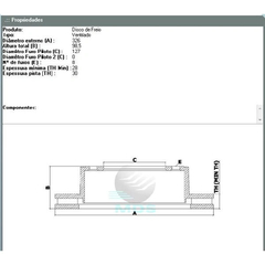 Par Disco D-21-E Ford F-250 F-350 98/06 Ventilado Traseiro 326,00mm na internet