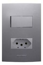 Conjunto 1 interruptor paralelo + 1 tomada 10a - Grafite Alumbra (Inova Class)