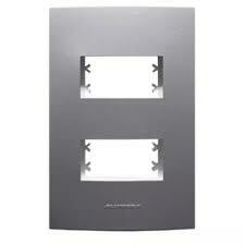 Placa + Suporte 4x2 2 Posto Grafite - Alumbra (Inova pro Class)