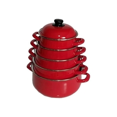 SET CACEROLAS ENLOZADAS X 5 AZUL/ROJO