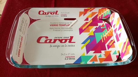 ASADERA VIDRIO TEMPLADO 34.5X21 CM CAROL