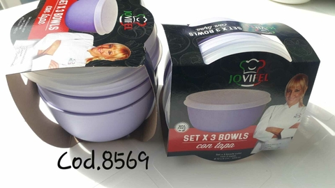 SET X3 BOWLS PLASTICOS C/TAPA 400CC