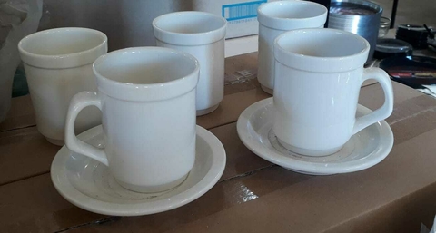 TAZA C/PLATO AMERICANO PORCELANA BCO. - comprar online