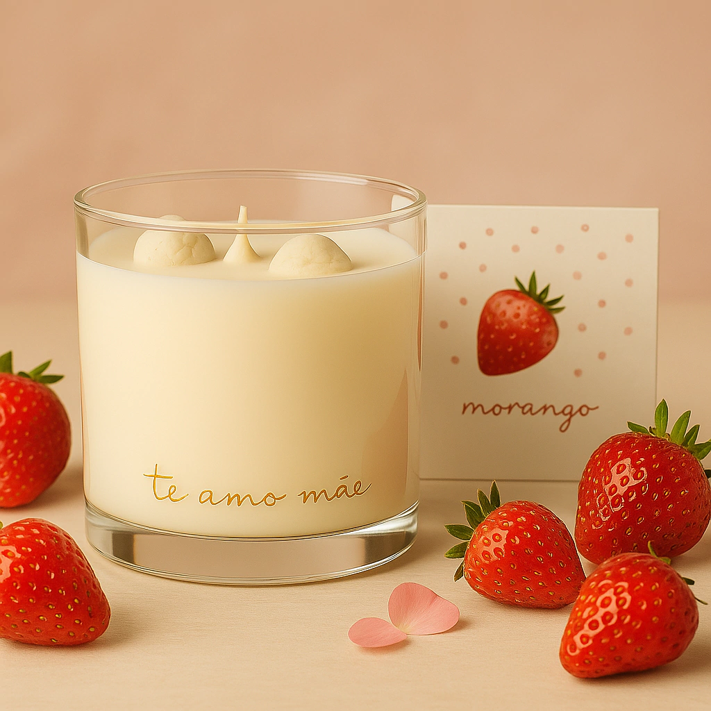 Vela aromática de Morango - te amo mãe ❤