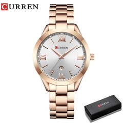 Curren clock de ouro das mulheres relógios senhoras pulseira de aço criativo d