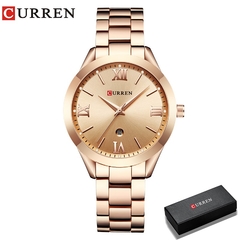 Curren clock de ouro das mulheres relógios senhoras pulseira de aço criativo d
