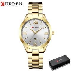 Curren clock de ouro das mulheres relógios senhoras pulseira de aço criativo d