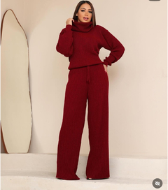 Conjunto tricot mousse gola boba vermelho na internet