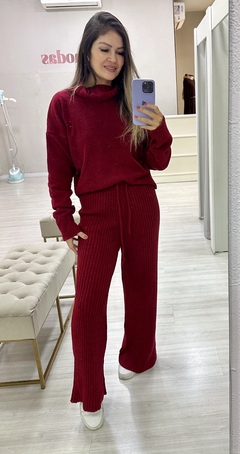 Conjunto tricot mousse gola boba vermelho - comprar online