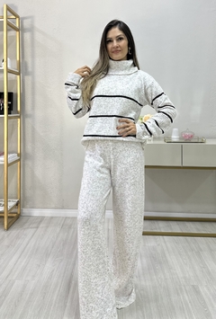 Conjunto tricot mousse listrado cinza - comprar online