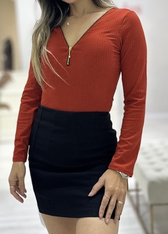 Blusa canelado marrom