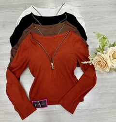 Blusa canelado marrom - comprar online
