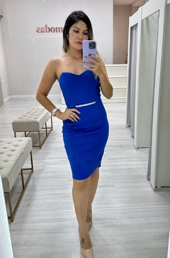 Vestido canelado azul - comprar online