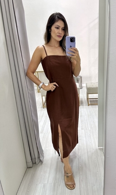 Vestido em alfaiataria marrant marrom - comprar online