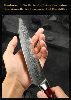 Imagem do Faca de cozinha damasco vg10, facas japonesas santoku de chef damasco, melhor presente