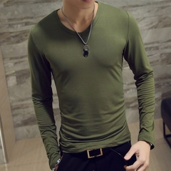 Imagem do manga comprida camiseta masculina t camisa com decote em v respirável 3xl