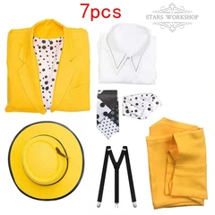 Anime o máscara stanley cosplay traje masculino feminino jaqueta amarela casaco - comprar online