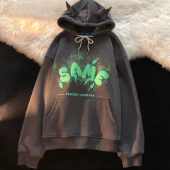 Camisolas femininas y2k anjo, orelhas, espuma grunge hoodies roupas góticas - dezzabella57