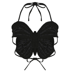 Rapcopter , borboleta ,top colheita sem costas cinta camiseta sexy - loja online