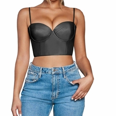 Corpete e colete de couro, gótico, blusa acolchoada, sem alças, sutiã, sob o fio - comprar online
