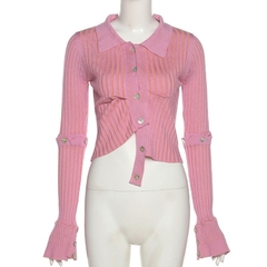 [Artsu] bonito rosa, kined recortada, topo feminino, y2k ruched , manga longa - loja online