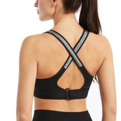 Sutiã frontal com zíper, plus size, esportes, à prova de choque, cruz, costas
