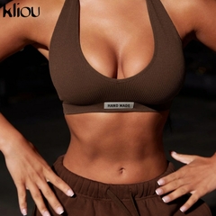 Kliou esportivo conjunto de duas peças menina colheita topos + calça - dezzabella57