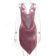 Sexy sem costas, y2k metal strass, vestido de verão feminino, bodycon, noite clube - loja online