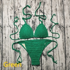 Conjunto de biquíni de crochê feito à mão com forro de moda praia feminina v - dezzabella57